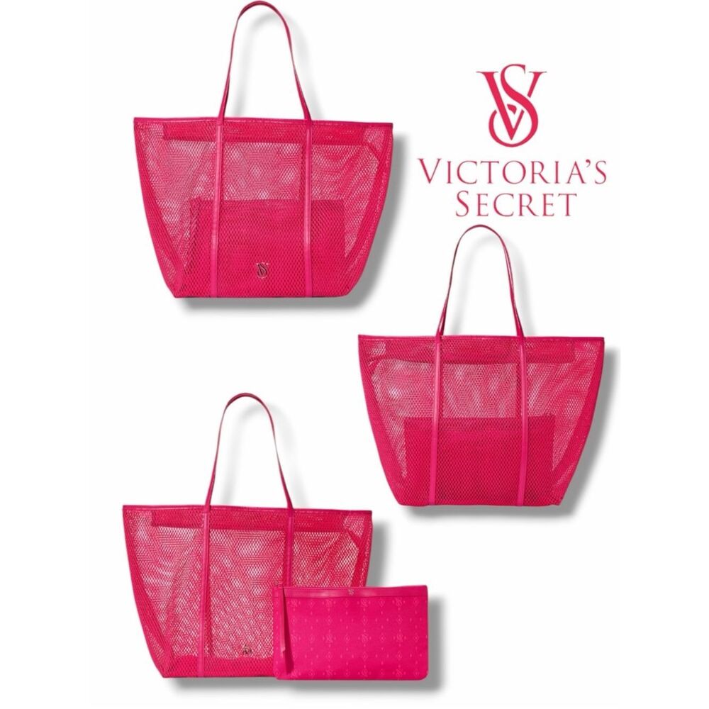 Victoria's Secret Pink Mesh Tote with Matching Pouch